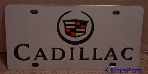 Cadillac emblem w/block letters Color S/S plate